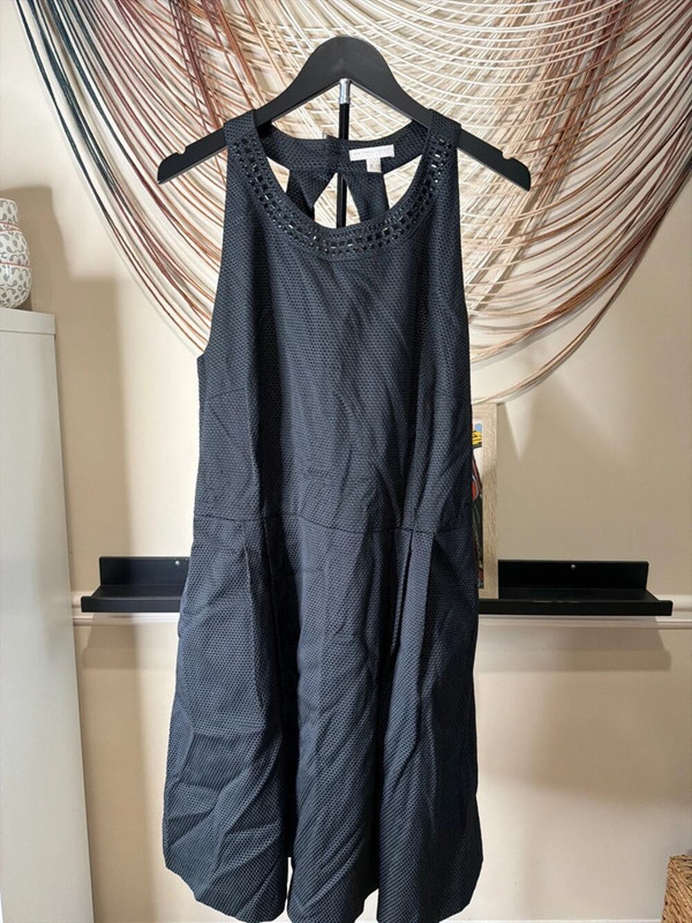 3 FOR $9 NY and Co black fit and flare open back dress with pockets 16 3485